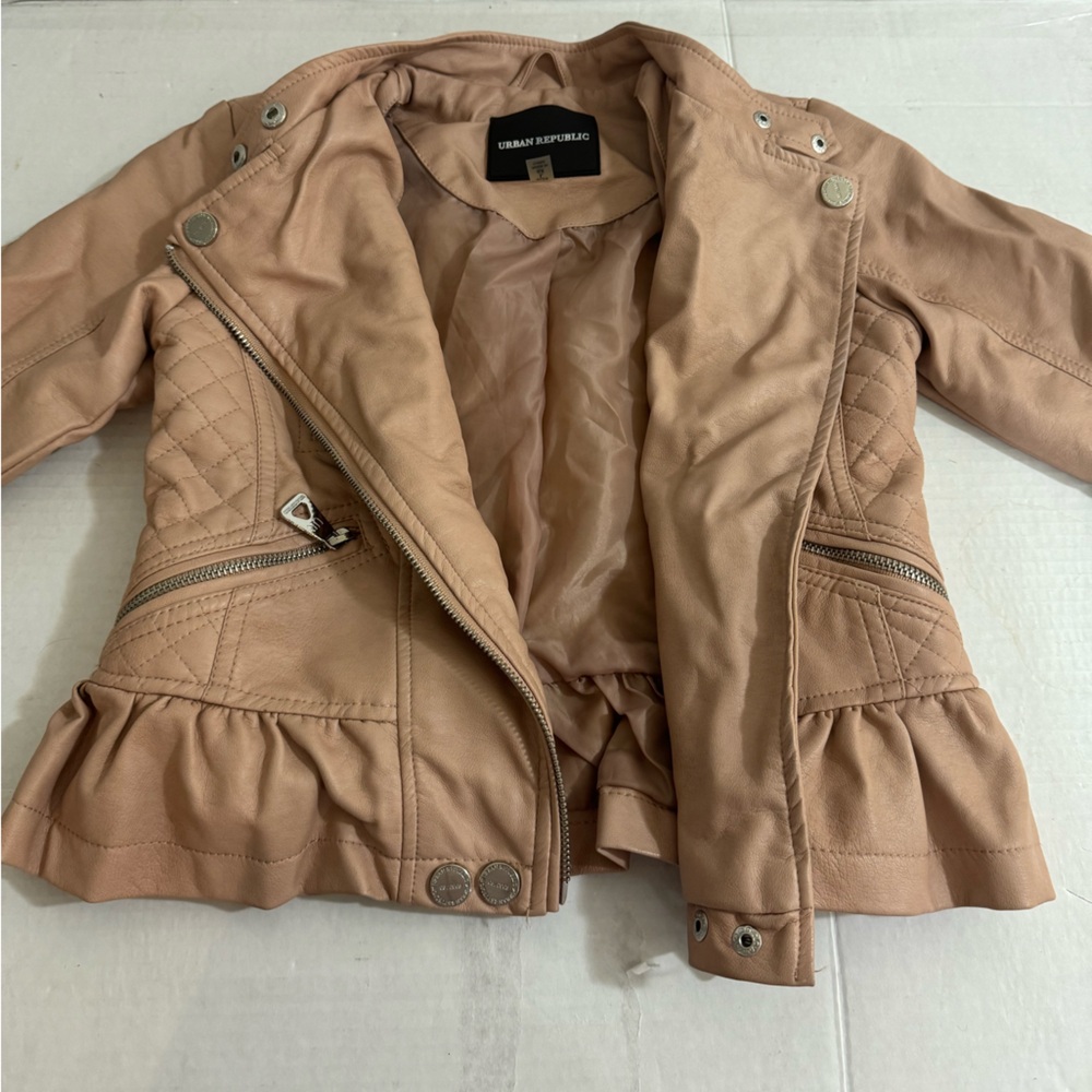 Urban Republic Light Pink Faux Leather Outerwear Jacket Kids Size L Girl